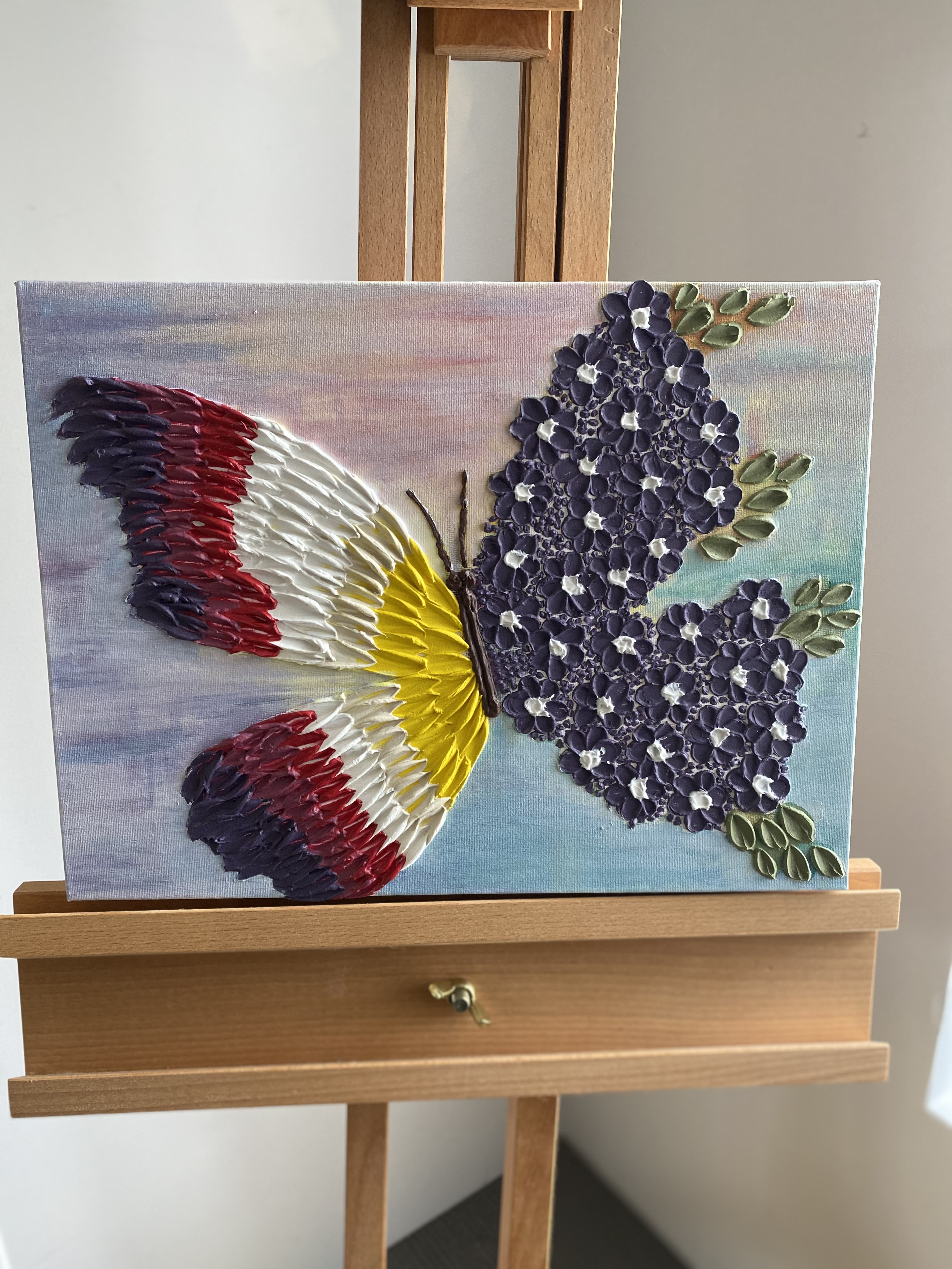 Butterfly & Purple Hydrangeas artwork